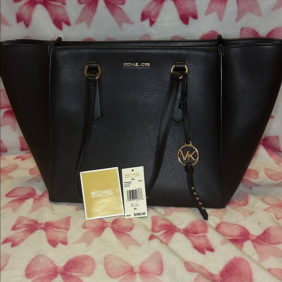Michael Kors Black Tote with Gold Accents